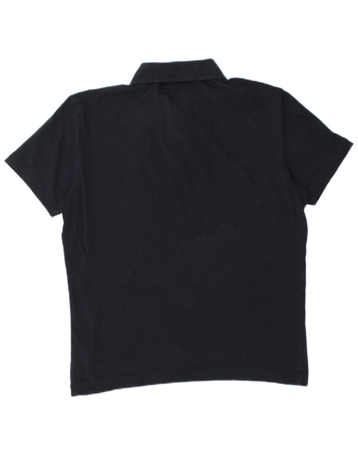 Massimo Dutti Mens Polo Shirt Medium Navy Blue Cotton