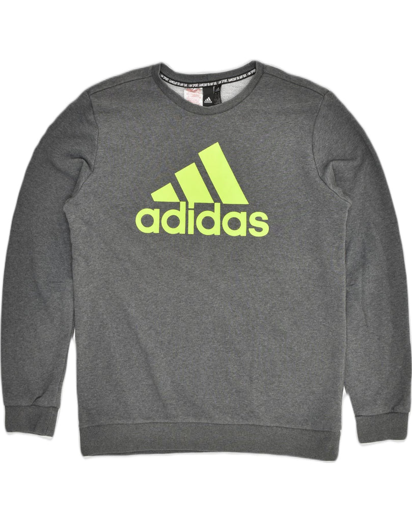 ADIDAS Boys Graphic Sweatshirt Jumper 15-16 Years XL  Grey Cotton | Vintage Adidas | Thrift | Second-Hand Adidas | Used Clothing | Messina Hembry 