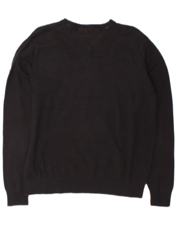 Tommy Hilfiger Mens V-Neck Jumper Sweater Small Grey Cotton