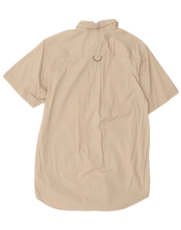 Columbia Mens Short Sleeve Shirt Small Beige Cotton