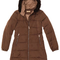 MASSIMO DUTTI Womens Hooded Padded Coat UK 10 Small Brown Polyester
