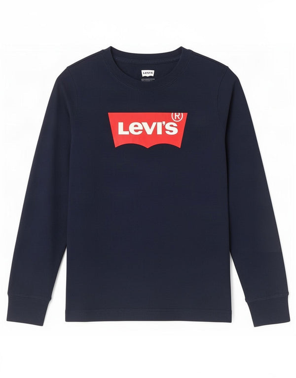 Levi's Boys Graphic Top Long Sleeve 7-8 Years Navy Blue Cotton