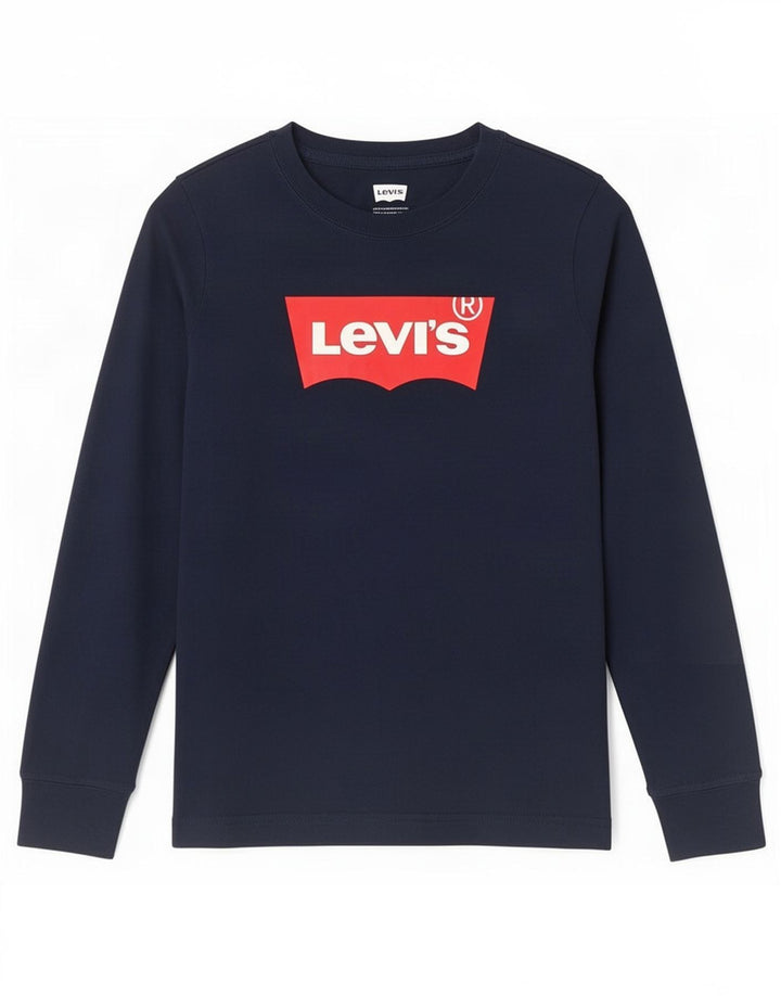 Levi's Boys Graphic Top Long Sleeve 7-8 Years Navy Blue Cotton