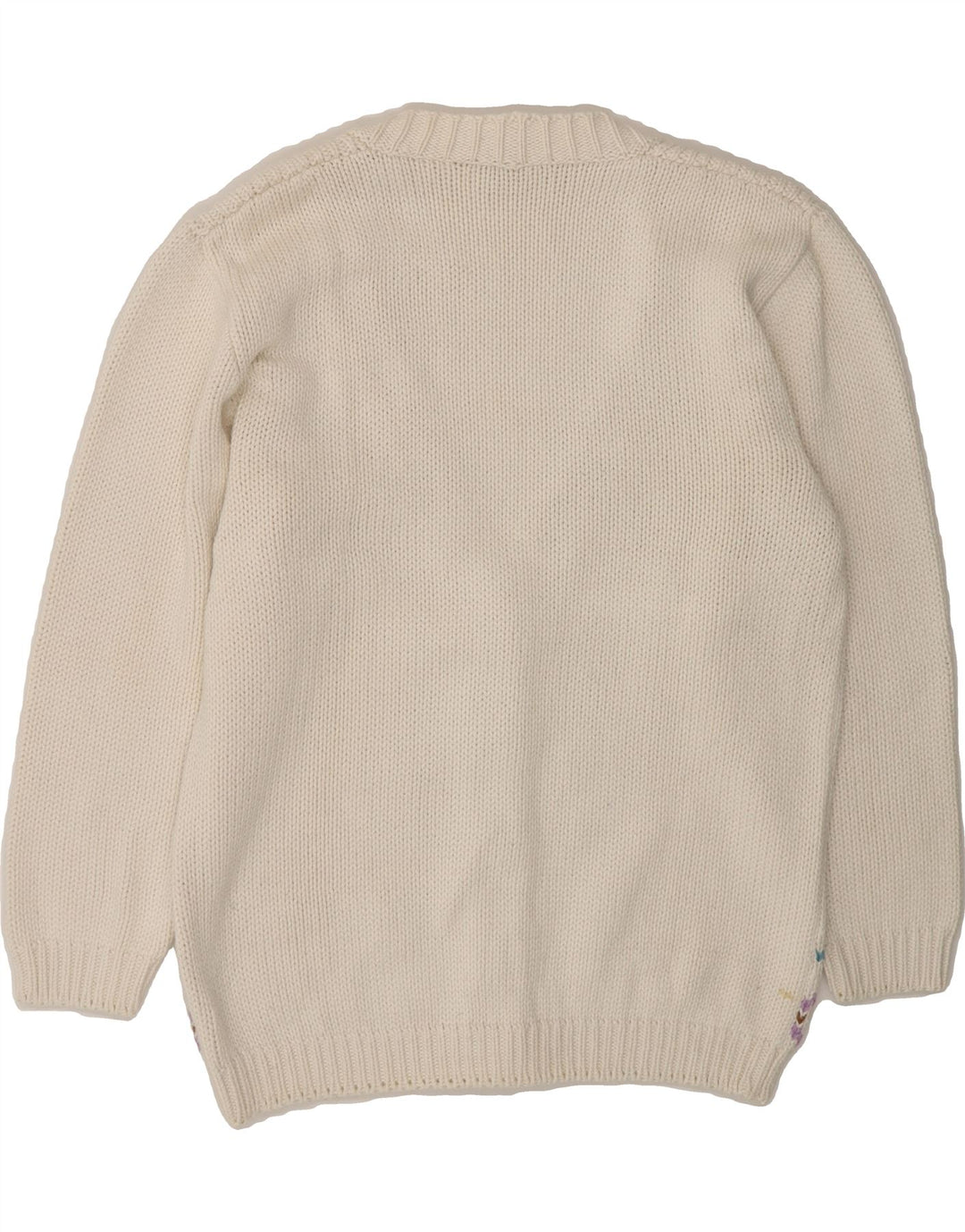 FAUSTA Womens Cardigan Sweater UK 16 Large White Fair Isle Cotton Vintage Fausta and Second-Hand Fausta from Messina Hembry 