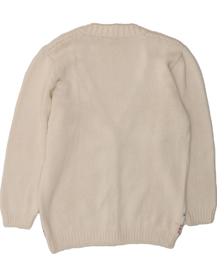 FAUSTA Womens Cardigan Sweater UK 16 Large White Fair Isle Cotton Vintage Fausta and Second-Hand Fausta from Messina Hembry 