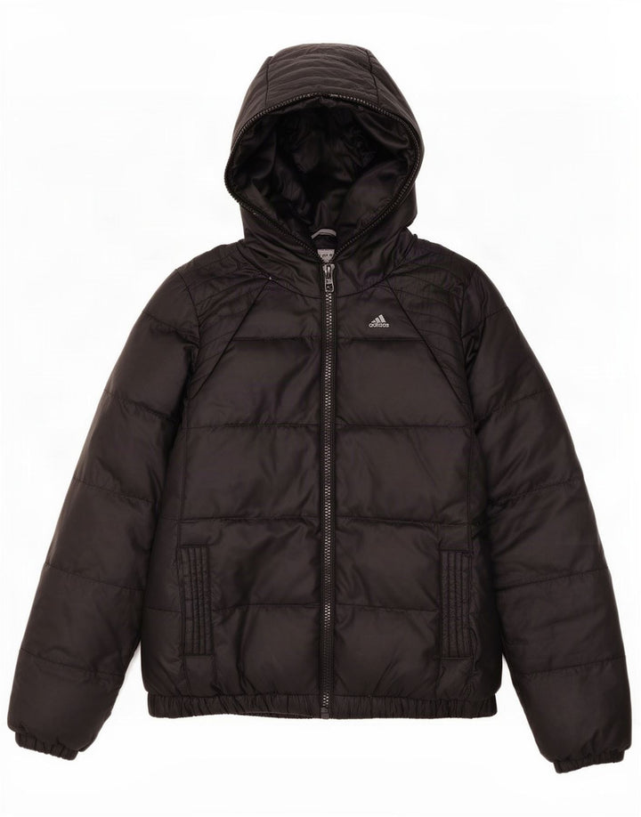 Adidas Womens Hooded Padded Jacket UK 12/14 Medium Black Polyester