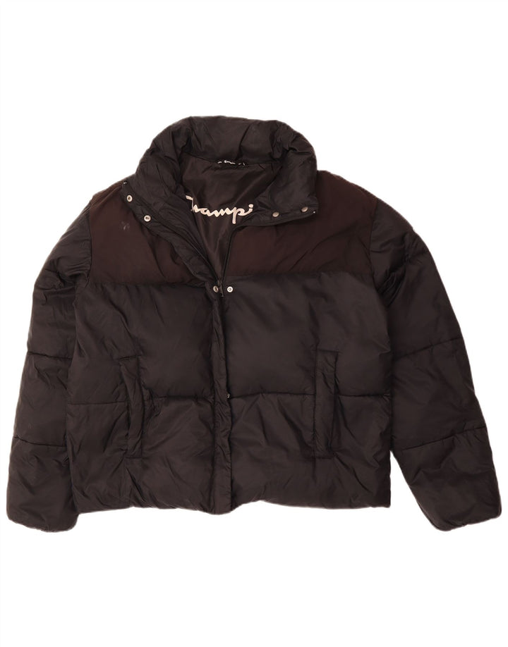 CHAMPION Womens Loose Fit Padded Jacket UK 18 XL Black Colourblock