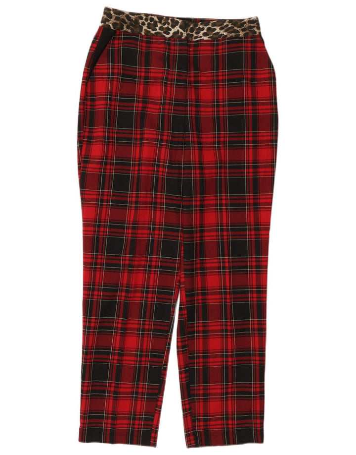 GUESS Womens Tapered Chino Trousers W28 L26 Red Check Polyester