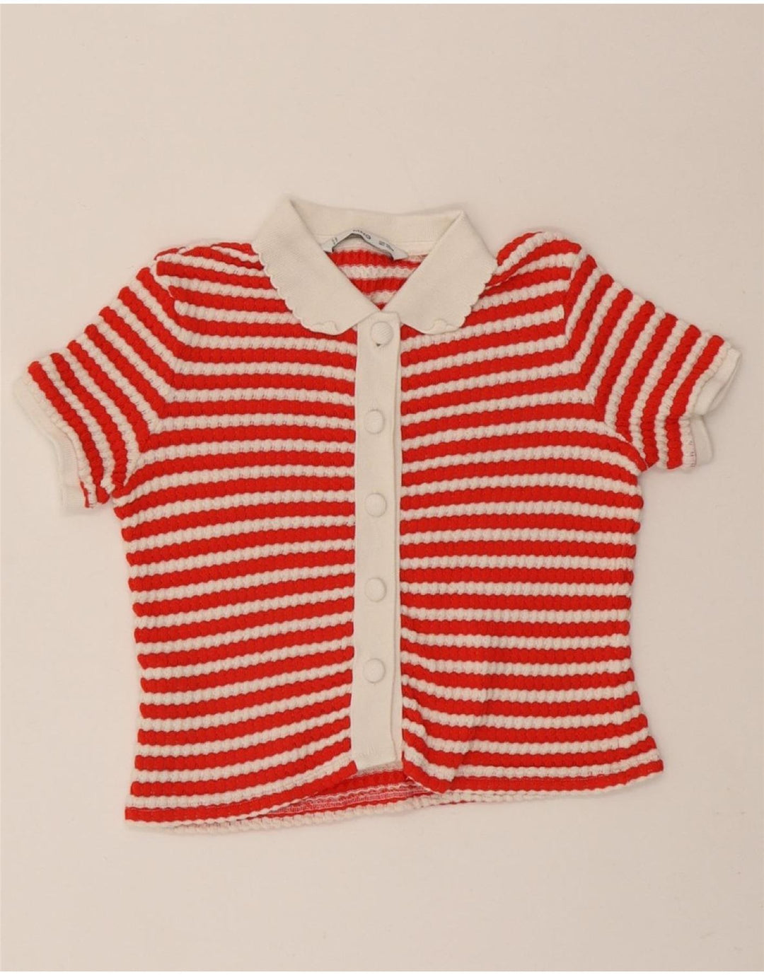 MANGO Girls Blouse Top 7-8 Years XS Red Striped Cotton Vintage Mango and Second-Hand Mango from Messina Hembry 