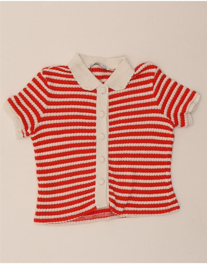 MANGO Girls Blouse Top 7-8 Years XS Red Striped Cotton Vintage Mango and Second-Hand Mango from Messina Hembry 