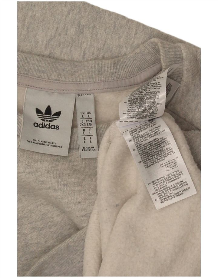 Adidas Mens Sweatshirt Jumper Large Grey Flecked Cotton