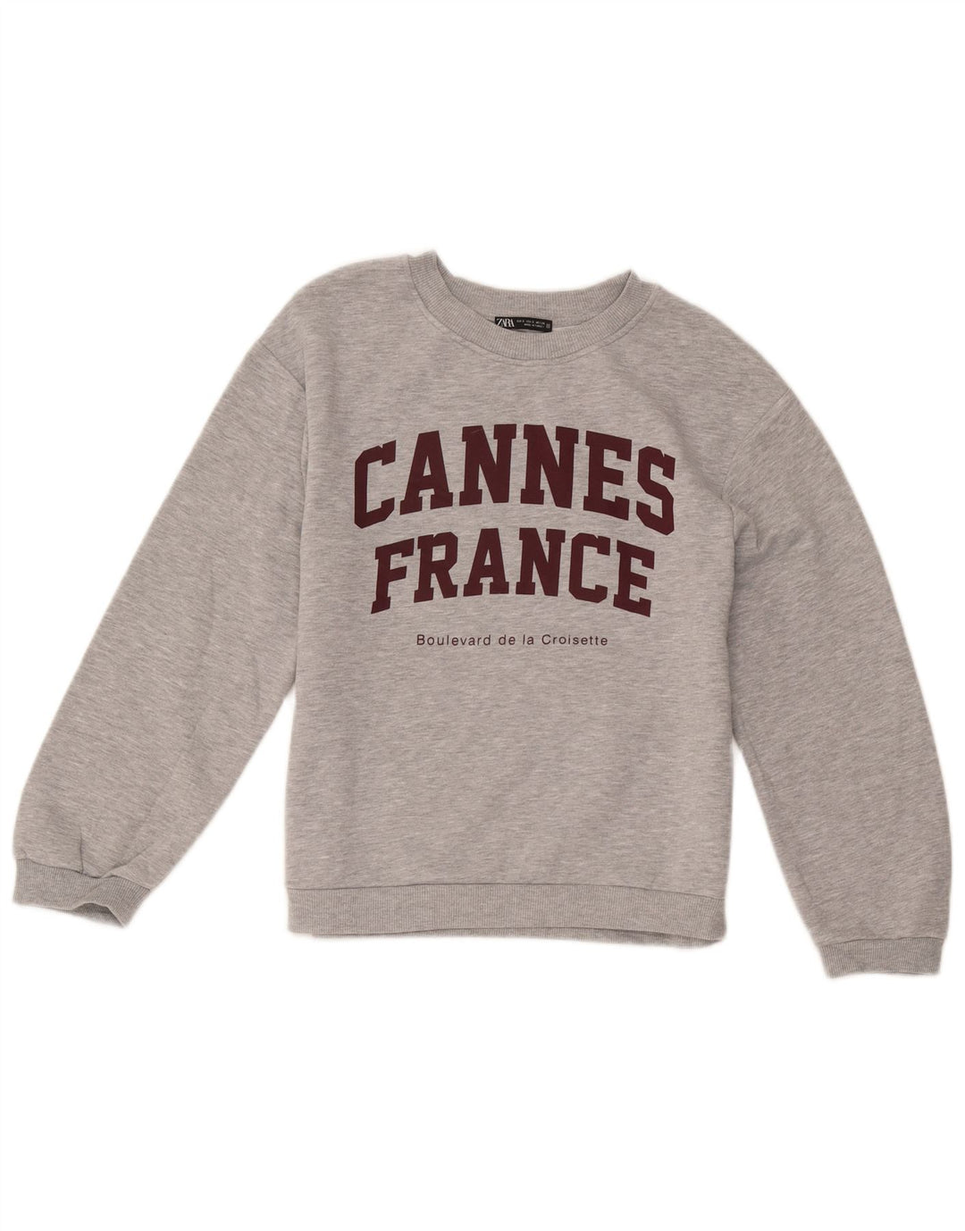 Zara Womens Graphic Sweatshirt Jumper UK 10 Small Grey Flecked