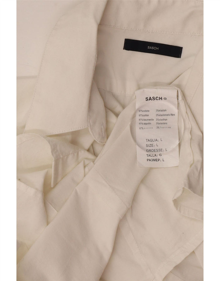 Sasch Womens Short Sleeve Shirt UK 14 Large White Cotton