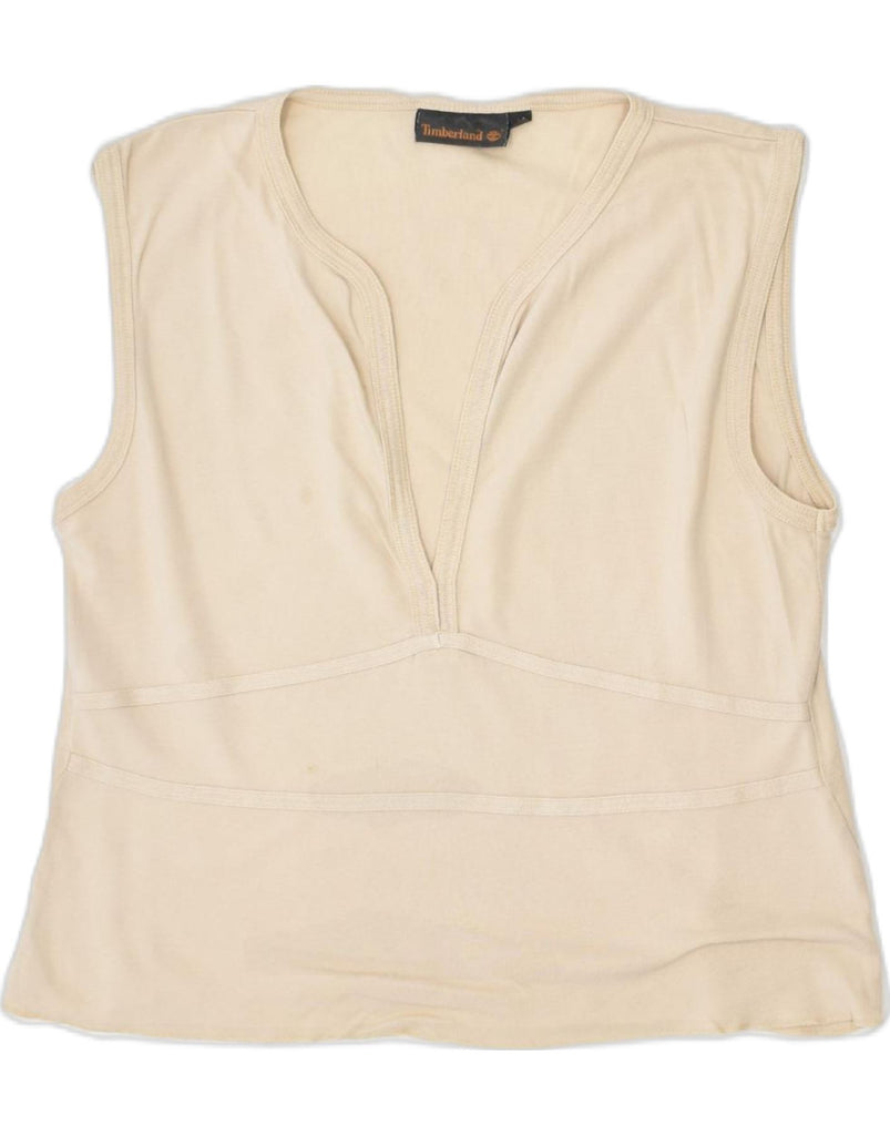 TIMBERLAND Womens Vest Top UK 16 Large Beige Cotton | Vintage | Thrift | Second-Hand | Used Clothing | Messina Hembry 