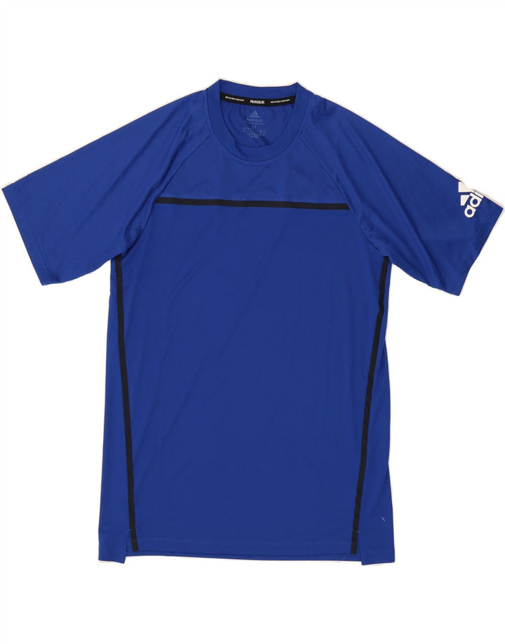ADIDAS Mens Aeroready Graphic T-Shirt Top Medium Blue Polyester Vintage Adidas and Second-Hand Adidas from Messina Hembry 