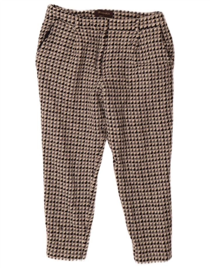 Trussardi Womens Cropped Trousers IT 46 Large W30 L23 Grey Geometric