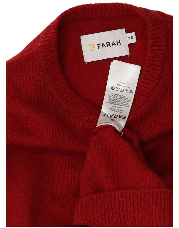 Farah Mens Crew Neck Jumper Sweater XS Red Lambswool