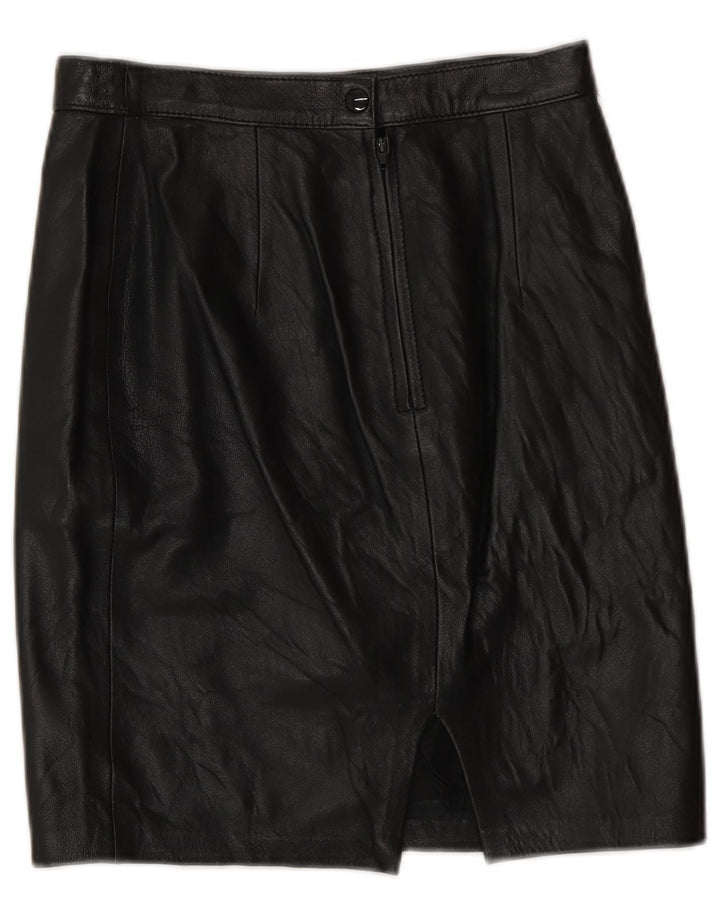Vintage Womens Leather Skirt IT 42 Medium W26 Black