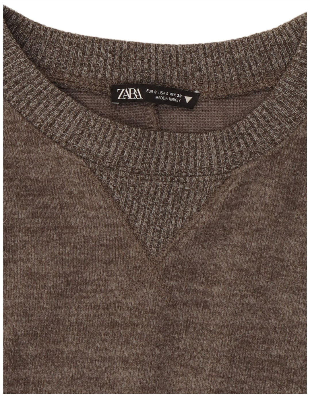 Zara Womens Crop Top Long Sleeve UK 10 Small Grey Flecked