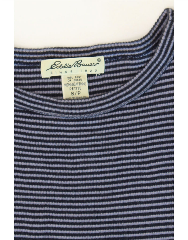 EDDIE BAUER Womens T-Shirt Dress UK 10 Small Navy Blue Pinstripe Cotton Vintage Eddie Bauer and Second-Hand Eddie Bauer from Messina Hembry 