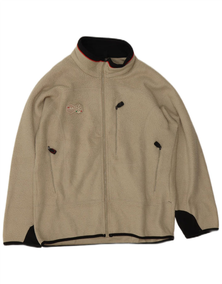 Fila Mens Fleece Jacket UK 36 Small Beige Colourblock Polyester