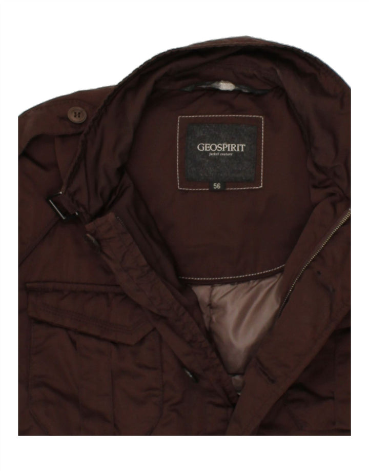 GEO SPIRIT Mens Military Padded Jacket IT 56 3XL Maroon Polyester