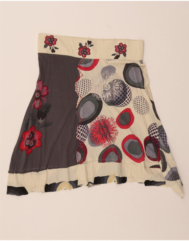 DESIGUAL Womens Graphic Asymmetrical Skirt XL W32  Multicoloured Floral