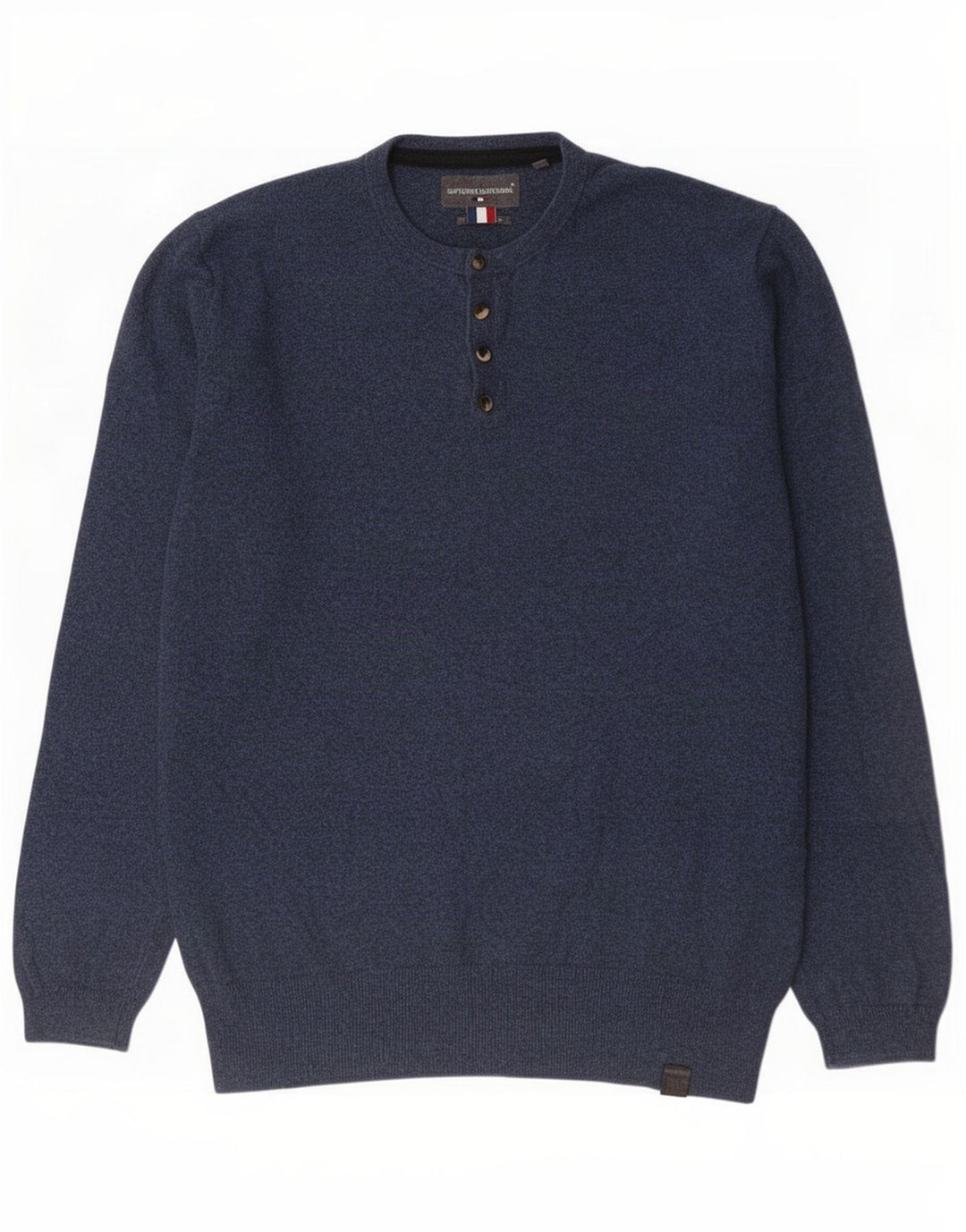 Superdry Mens Button Neck Jumper Sweater XL Blue Cotton