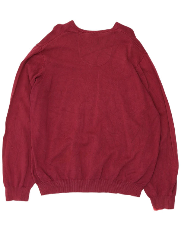 Marks & Spencer Mens Regular Fit V-Neck Jumper Sweater 2XL Burgundy Cotton