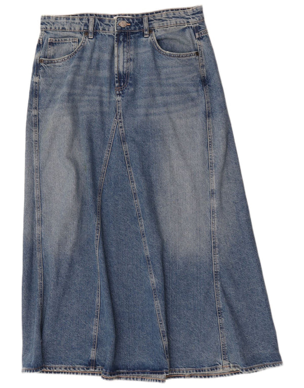 Zara Womens High Waist Denim Skirt XL W32  Blue Cotton