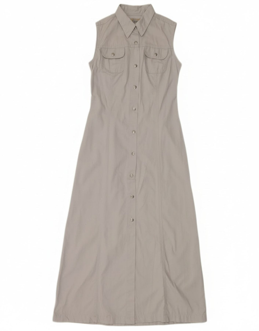 Nexos Womens Sleeveless Maxi Shirt Dress UK 12 Medium Grey Cotton