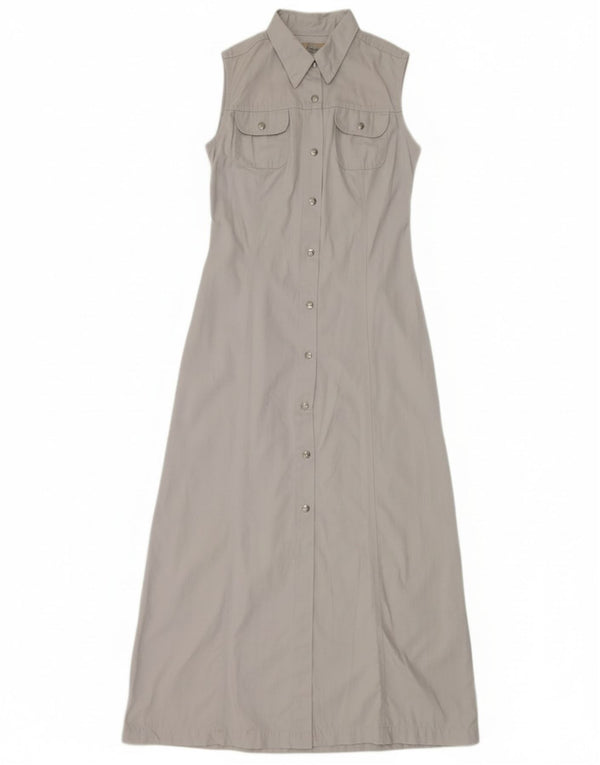 Nexos Womens Sleeveless Maxi Shirt Dress UK 12 Medium Grey Cotton