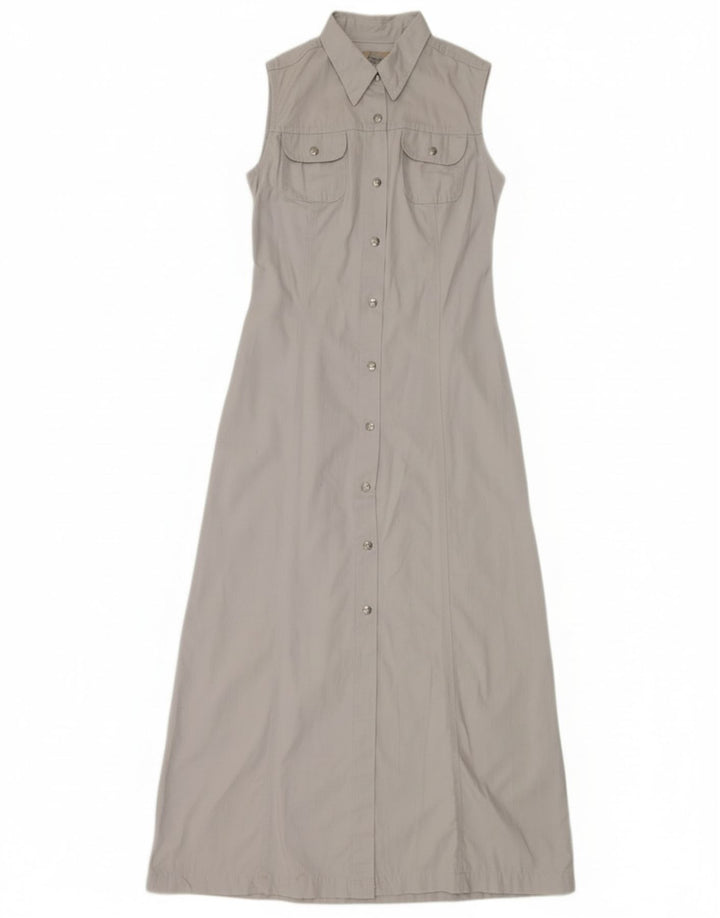 Nexos Womens Sleeveless Maxi Shirt Dress UK 12 Medium Grey Cotton