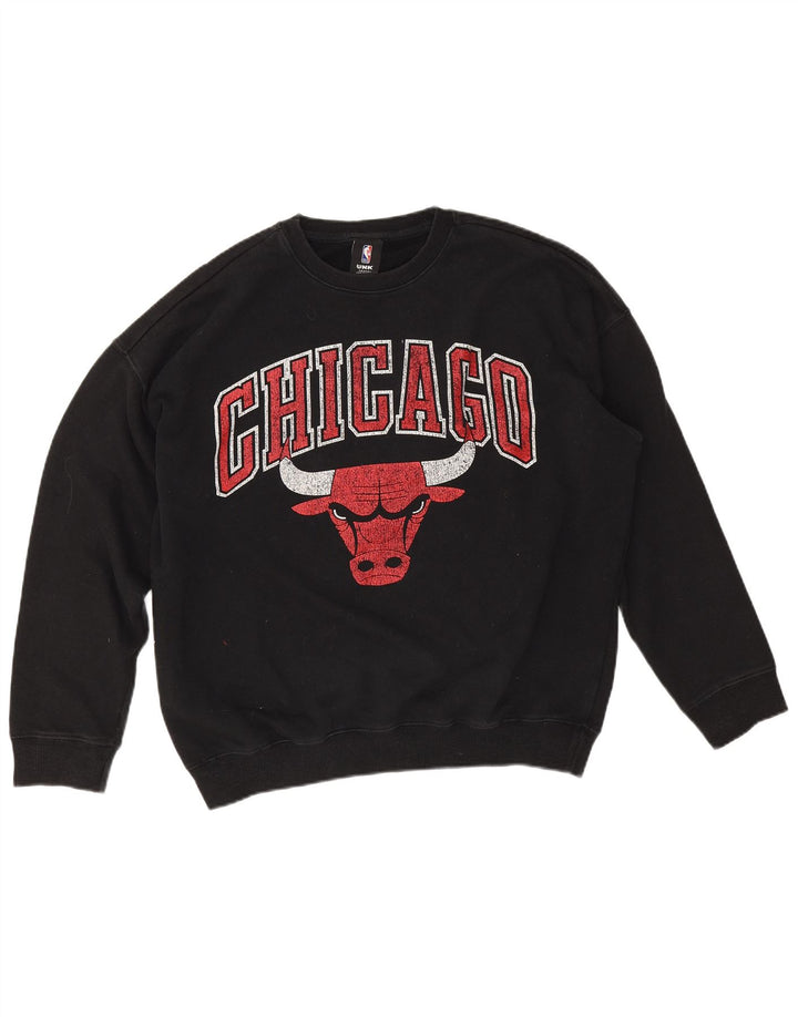 NBA Mens Chicago Bulls Graphic Oversized Sweatshirt Jumper Small Black