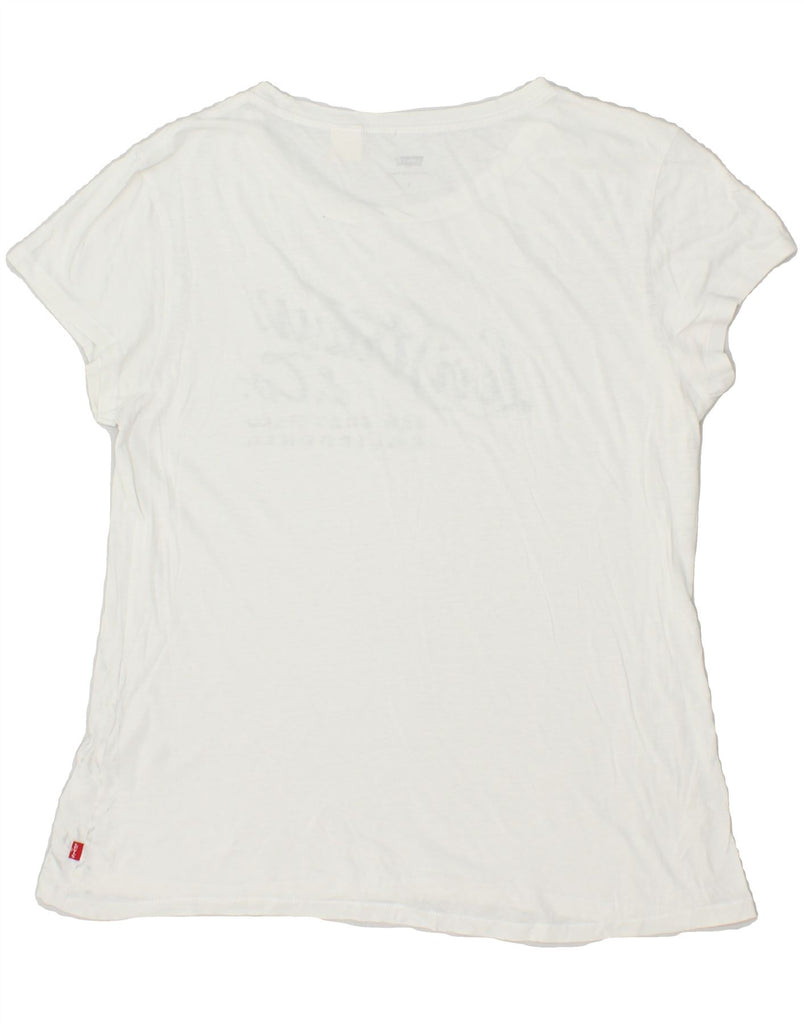 LEVI'S Womens Graphic T-Shirt Top UK 16 Large White Vintage Levi's and Second-Hand Levi's from Messina Hembry 