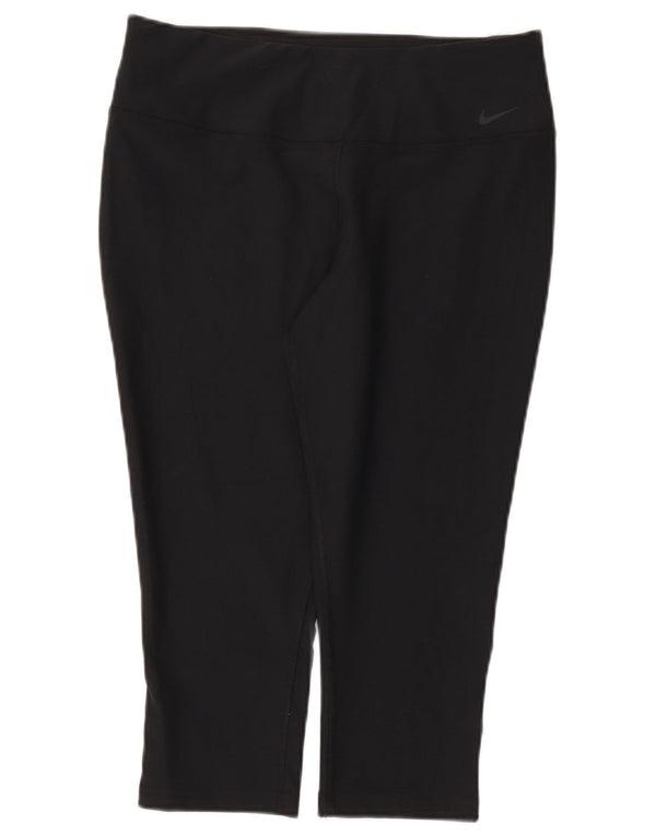 Nike Womens Dri Fit Capri Leggings UK 14 Large Black Polyester