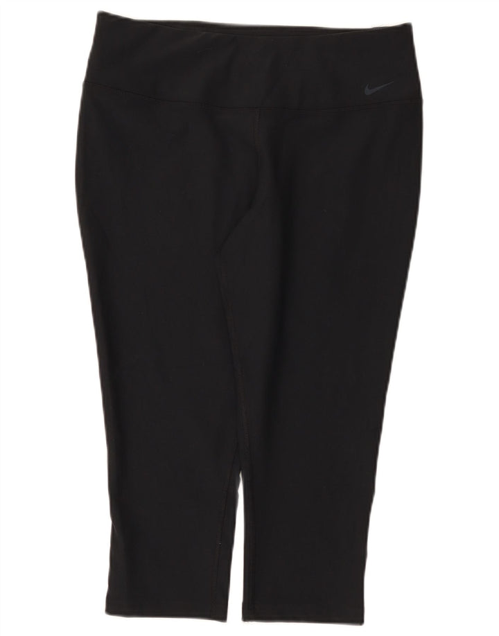 Nike Womens Dri Fit Capri Leggings UK 14 Large Black Polyester