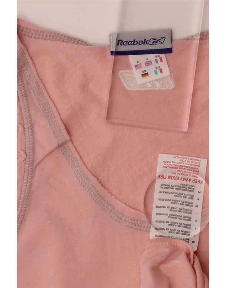 REEBOK Womens Vest Top UK 12 Medium Pink Colourblock Cotton Vintage Reebok and Second-Hand Reebok from Messina Hembry 