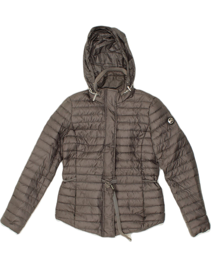 MICHAEL KORS Womens Hooded Padded Jacket UK 10 Small Grey Polyester | Vintage Michael Kors | Thrift | Second-Hand Michael Kors | Used Clothing | Messina Hembry 