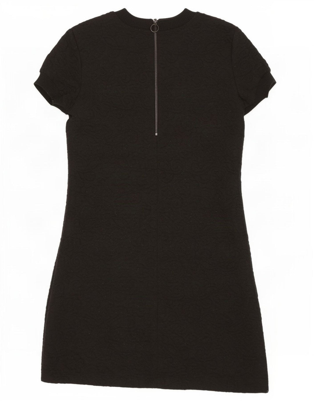 Zara Womens Short Sleeves Basic Dress UK 10 Small Black Paisley Polyester