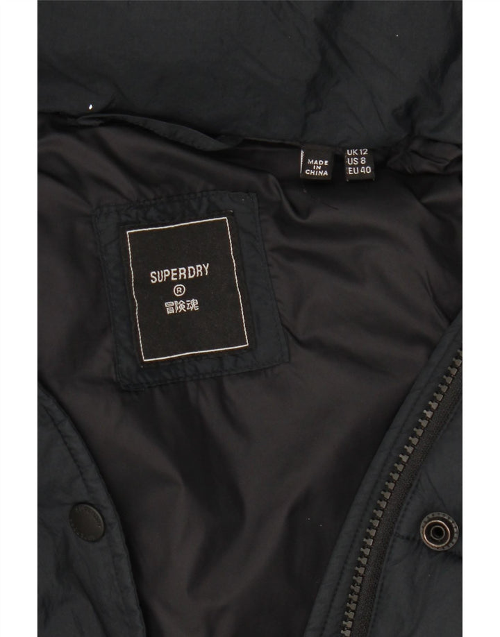 Superdry Womens Hooded Padded Jacket UK 12 Medium Black