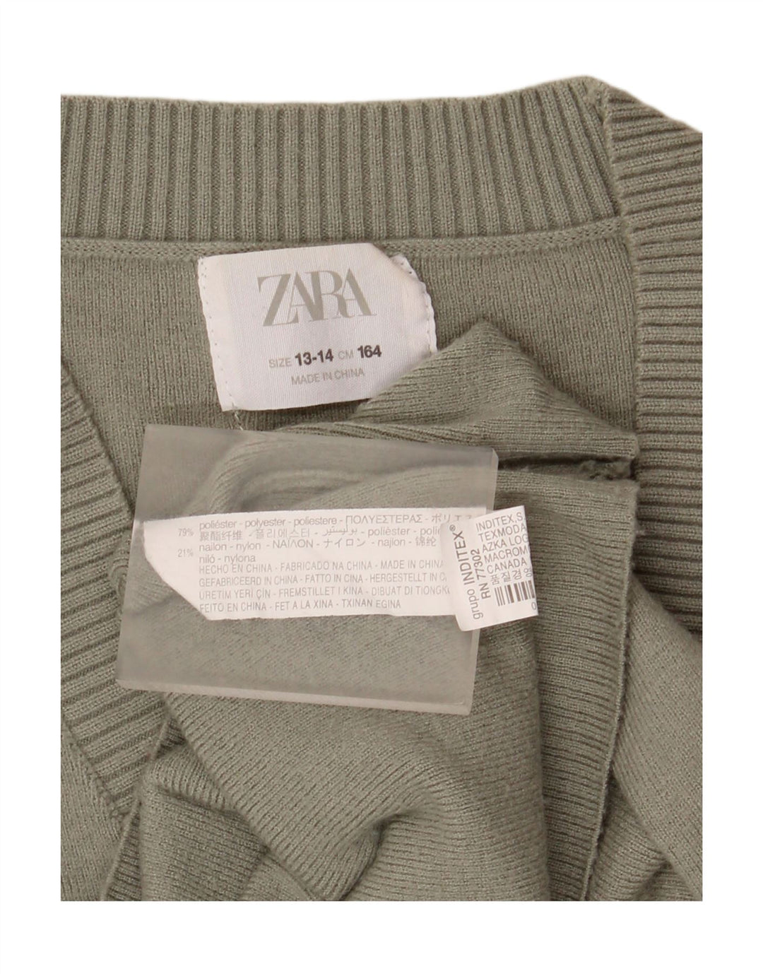 Zara Girls Cardigan Sweater 13-14 Years Green Polyester