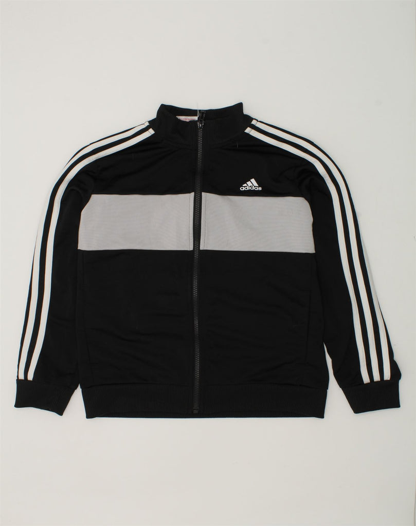 ADIDAS Boys Tracksuit Top Jacket 11-12 Years Black Colourblock Polyester | Vintage Adidas | Thrift | Second-Hand Adidas | Used Clothing | Messina Hembry 