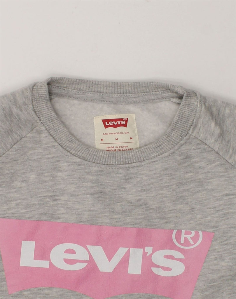 LEVI'S Girls Graphic Sweatshirt Jumper 9-10 Years Medium Grey Cotton | Vintage Levi's | Thrift | Second-Hand Levi's | Used Clothing | Messina Hembry 