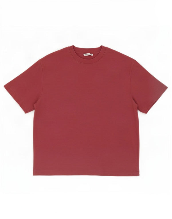 Zara Mens T-Shirt Top XL Burgundy