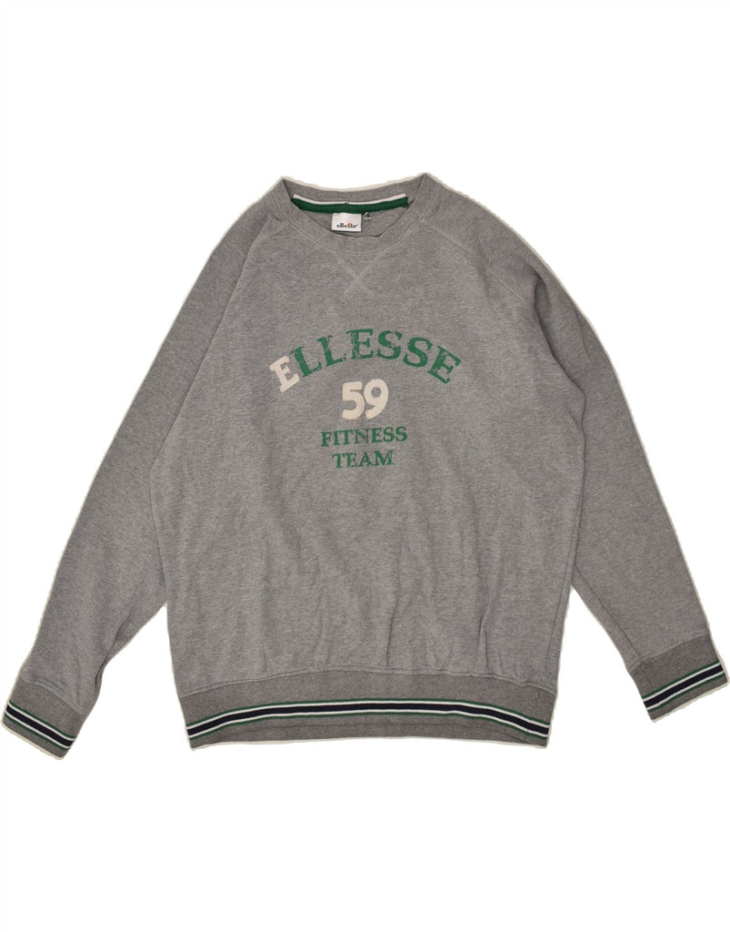 ELLESSE Mens Graphic Sweatshirt Jumper XL Grey Cotton | Vintage Ellesse | Thrift | Second-Hand Ellesse | Used Clothing | Messina Hembry 