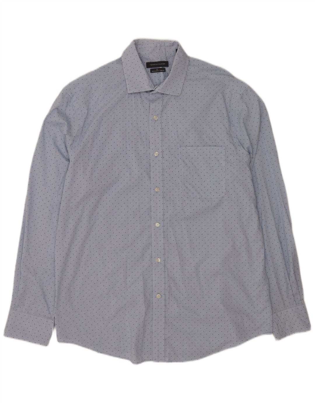 Tommy Hilfiger Mens Regular Fit Shirt Size 16 1/2 Large Blue Check Cotton