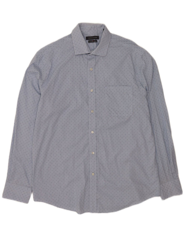Tommy Hilfiger Mens Regular Fit Shirt Size 16 1/2 Large Blue Check Cotton