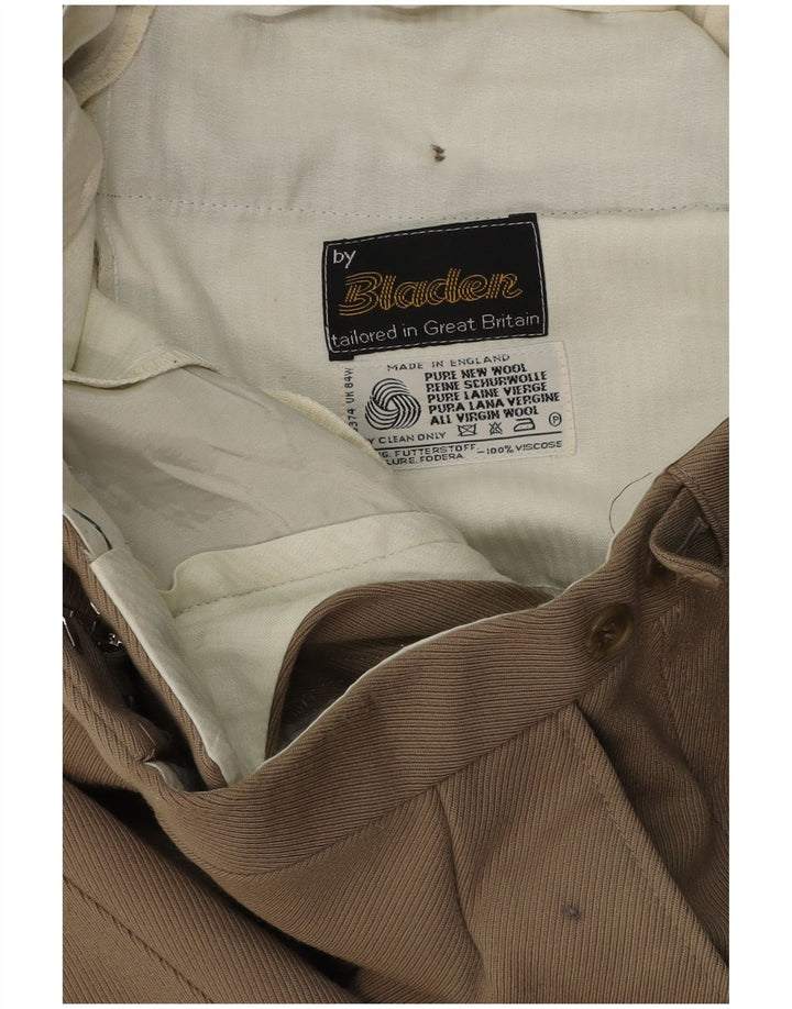BLADEN Mens Straight Suit Trousers W34 L27  Beige Wool