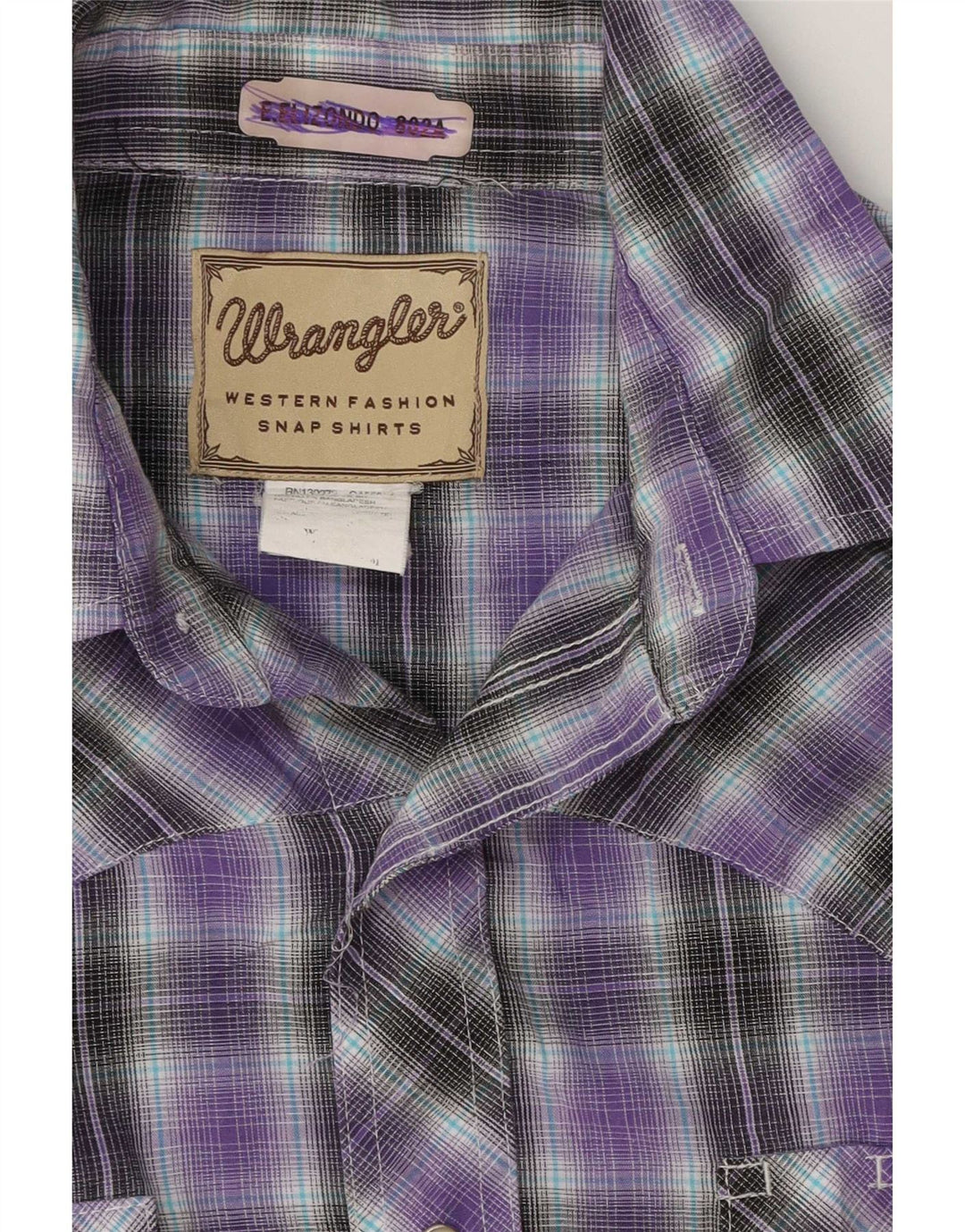 Wrangler Mens Short Sleeve Shirt Medium Purple Check